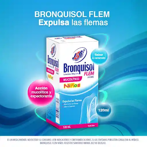 Bronquisol Flem Jarabe Niños Sabor a Caramelo (100 mg)