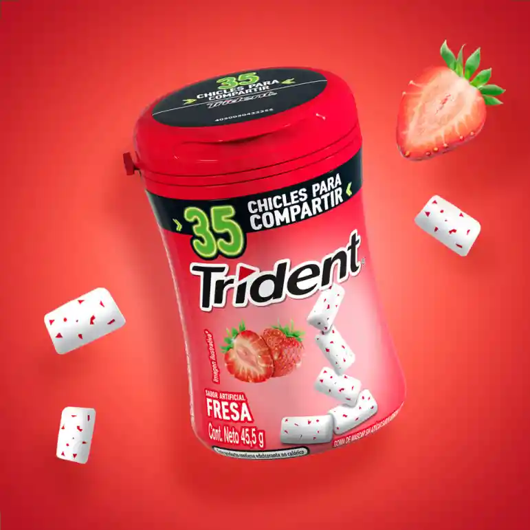 Chicle Trident Botella Sin Azúcar Sabor Fresa 35 Unid