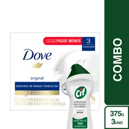 Combo Dove Jabon Original X3 + Cif Limpiador Multiusos 375G