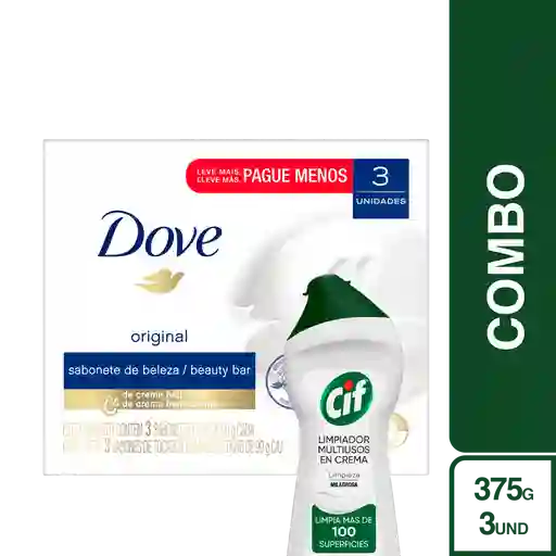 Combo Dove Jabon Original X3 + Cif Limpiador Multiusos 375G