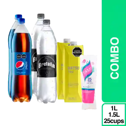 Combo Pepsi Sin Azucar + Bretana + Hatsu té Amarillo+ Vaso