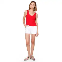 Short Tiro Alto Unicolor. Talla 12 Blanco