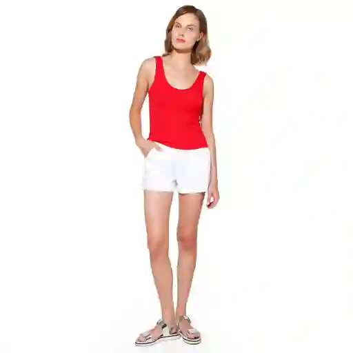 Short Tiro Alto Unicolor. Talla 12 Blanco