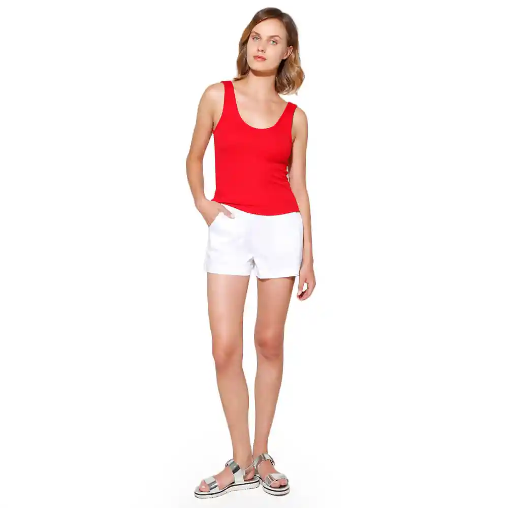 Short Tiro Alto Unicolor. Talla 12 Blanco