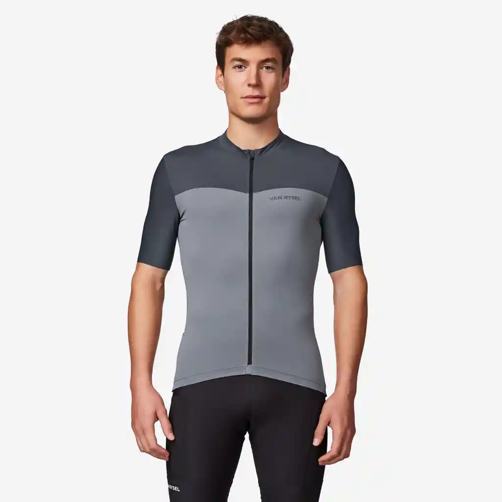 Jersey Ciclismo Ruta Edr 2 Hombre Manga Corta Ajustada Gris