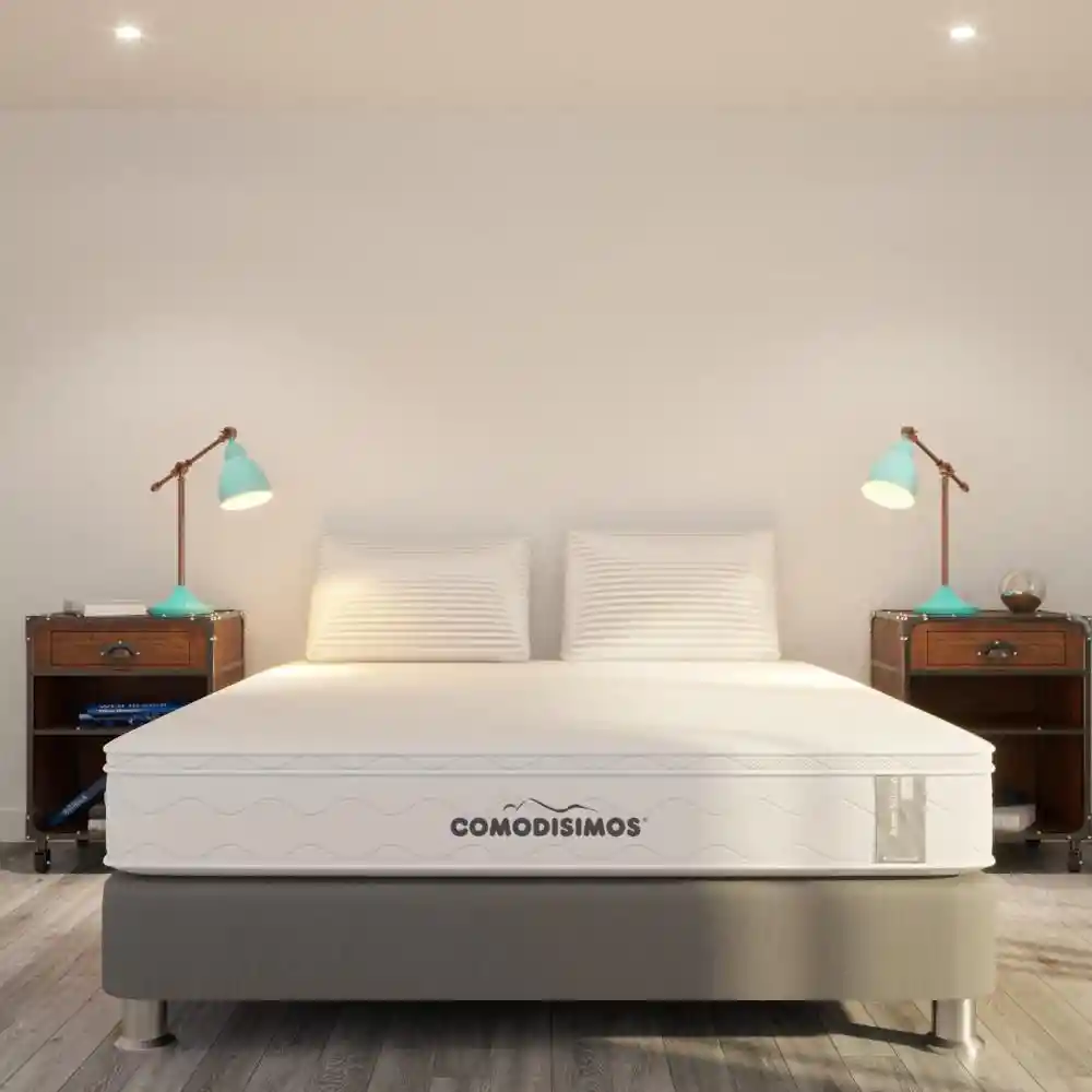Combo Colchón Comodisimos Queen (160 X 190 Cm) Crslc0107-2sdpx Resortado Semifirme