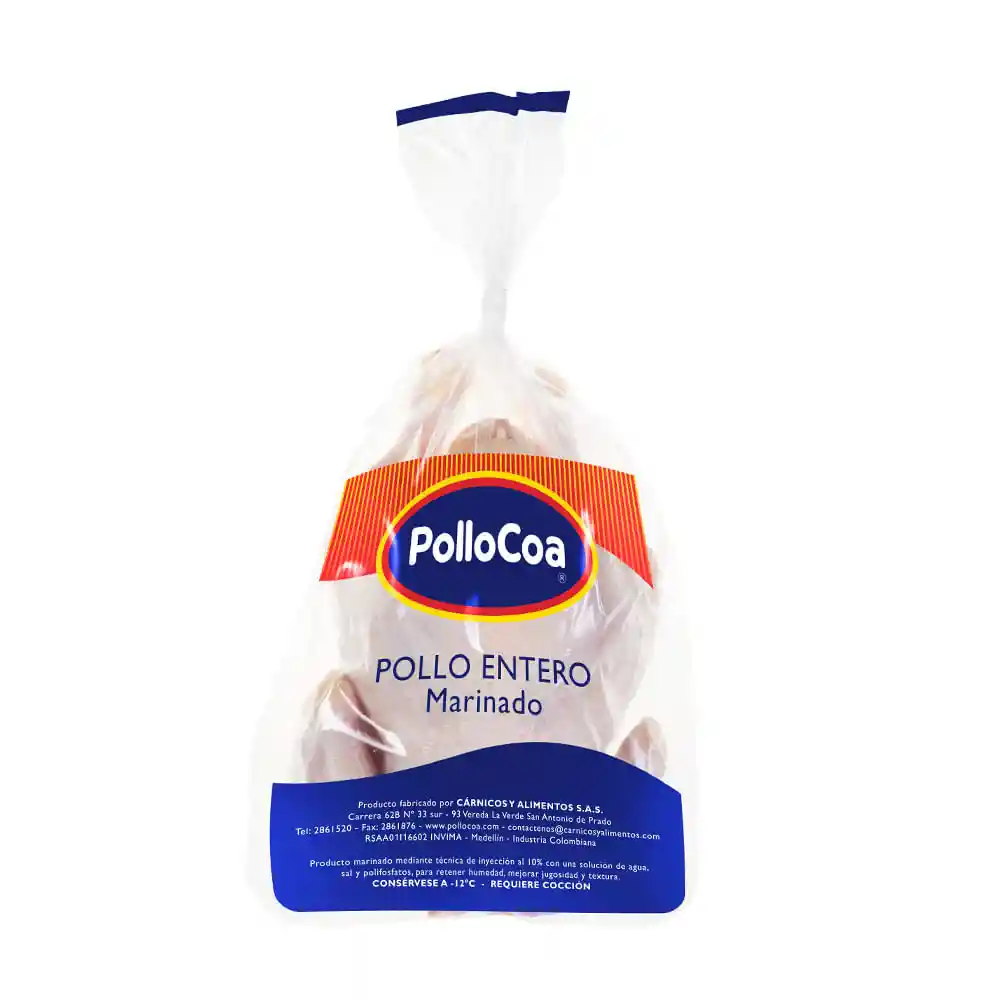 Pollocoa Pollo Entero Con Vísceras Marinado