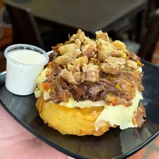 Papa aborrajada montada