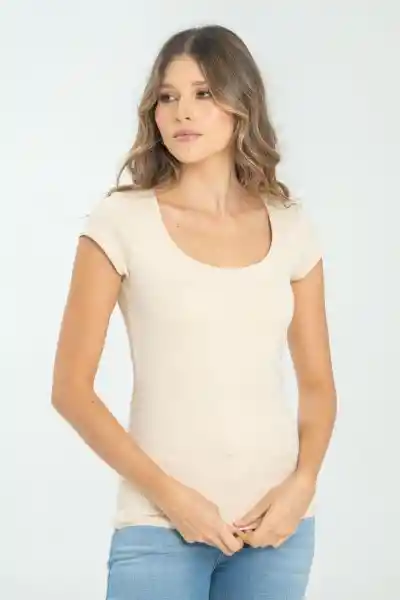 Camiseta Basica Gotera Color Beige Claro Talla M Ragged