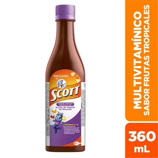 Scott Emulsión con Multivitaminas Sabor a Frutas Tropicales
