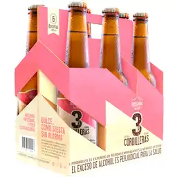 3 Cordilleras Cerveza Rosada Bnr 300 mL x 6 Und