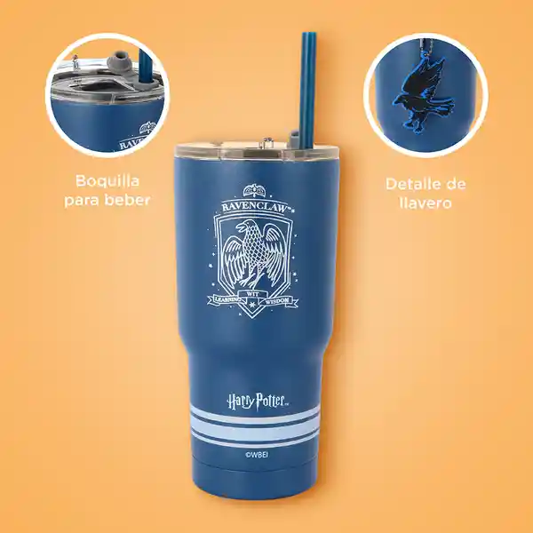 Vaso de Con Dije y Pitillo Serie Harry Potter Azul 580 mL Miniso