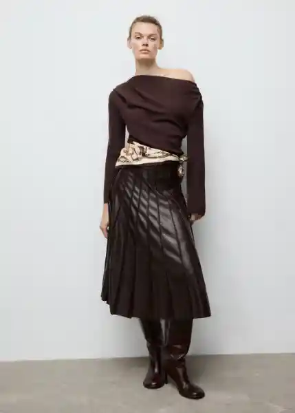 Blusa Urus Marrón Talla M Mujer Mango