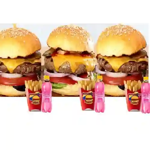 Combo 3 Hamburguesas Sencillas + 3 Gaseo