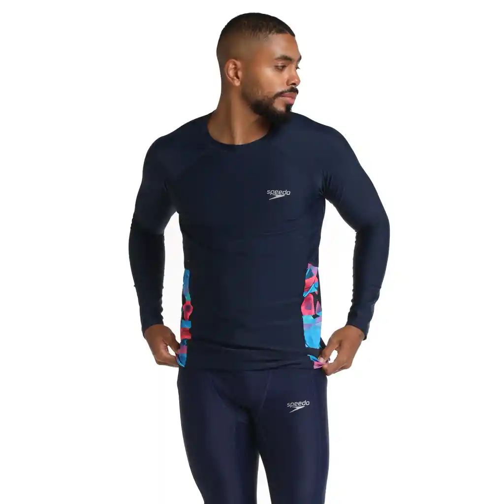 Camiseta Manga Larga Sunshine Gradient Tubes Hombre Azul-xxl