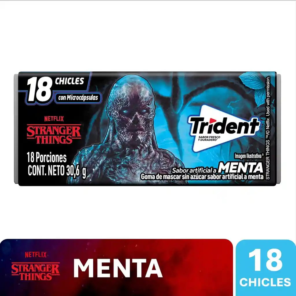 Chicle Trident Sin Azúcar Sabor Menta 18 Und