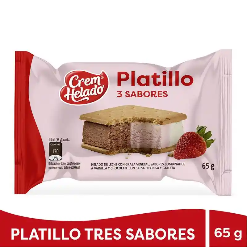 Crem Helado Galleta Helada Platillo de Leche 3 Sabores