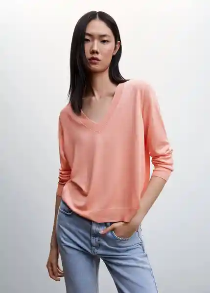 Saco Jersey Luccav Salmon Talla L Mujer Mango