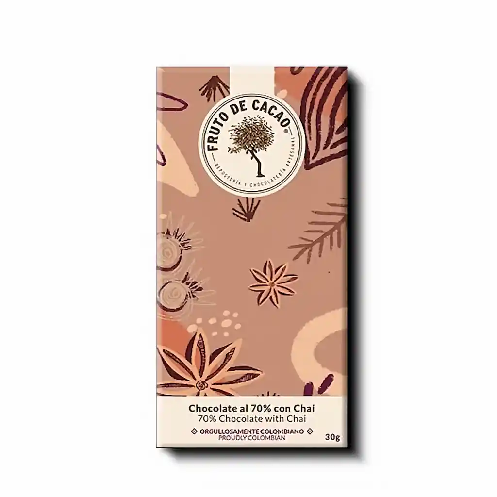 Fruto de Cacao Barra de Chocolate Chai 70 %