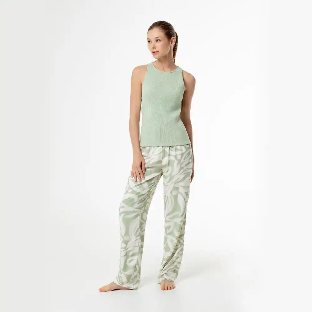 Pantalón Tiro Medio en Viscosa Femenino Limi Pantalón Gef Talla L