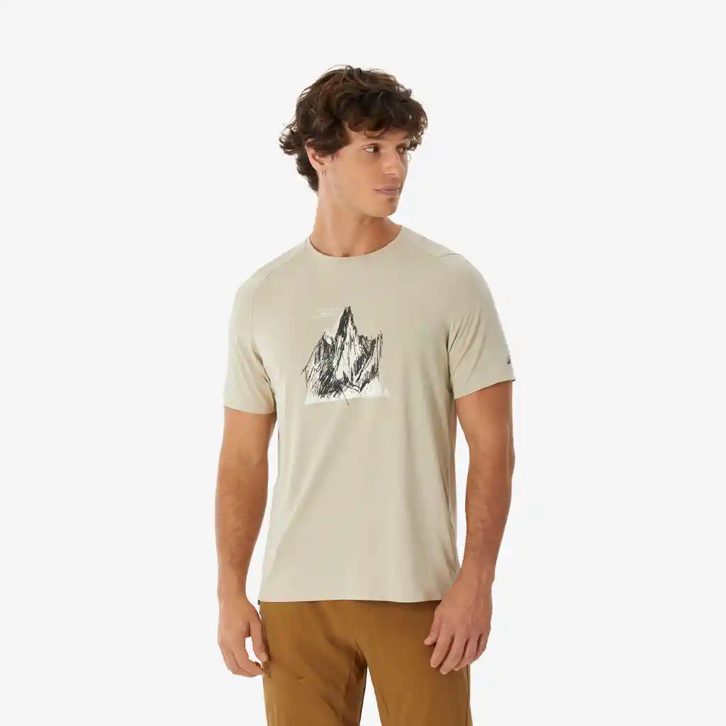 Camiseta Manga Corta de Senderismo Montaña Hombre - Mh500 Beige