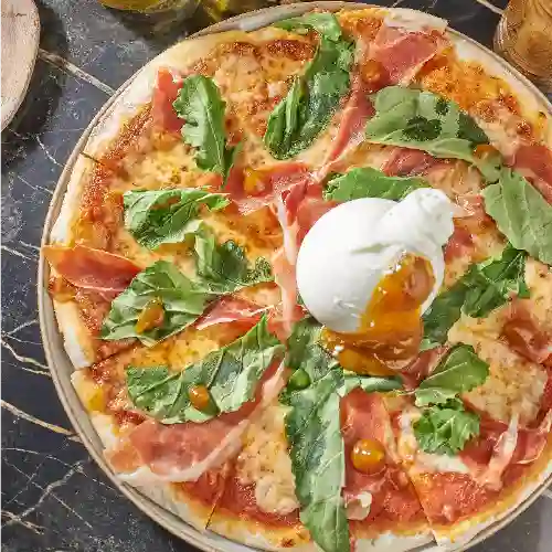 Pizza Burrata y Merlada de Duraznos
