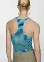 Top Mango Azul Talla L Mujer Mango