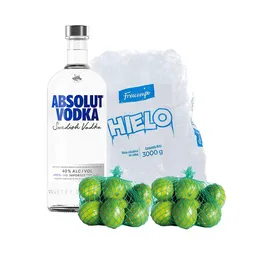 Combo Absolut Bebida Alcohólica de Vodka + Frescampo Hielo Cubo