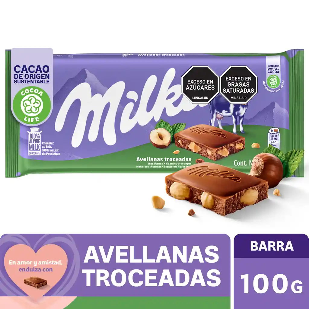 Milka Chocolate Relleno Con Avellanas Troceadas 100 g