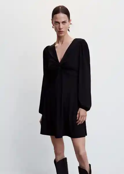 Vestido Mossnud Negro Talla 24 Mujer Mango