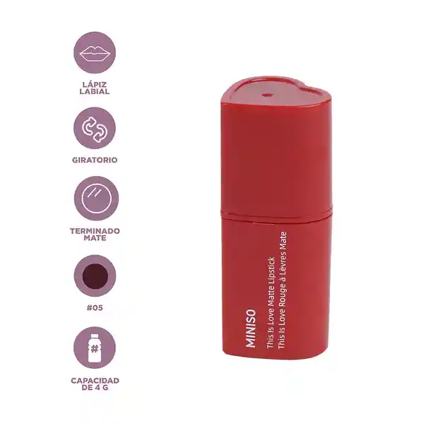 Lápiz Labial Mate This is Love 05 Miniso
