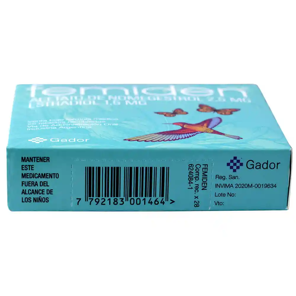 Femiden Anticonceptivo (2.5 mg/1.5 mg) 28 Tabletas