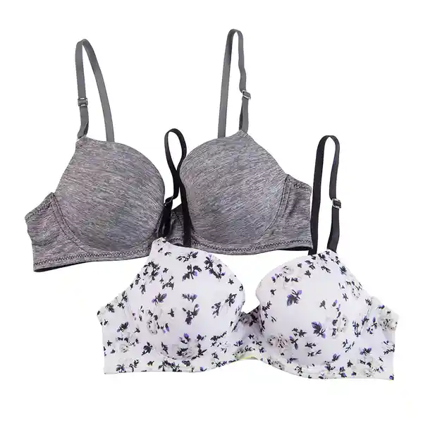 Brasier Realce Natural Print Flores Gris Talla 32B