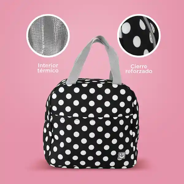 Lonchera Puntos Serie Minso Negro y Blanco Miniso