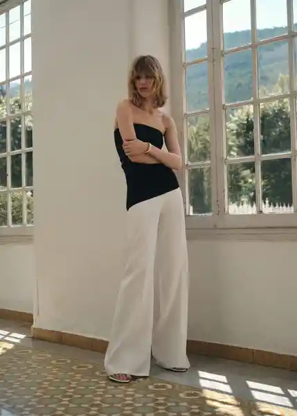Pantalón Harry Blanco Talla 38 Mujer Mango