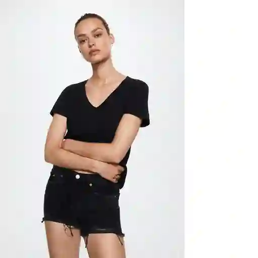 Camiseta Luki Negro Talla M Mujer Mango