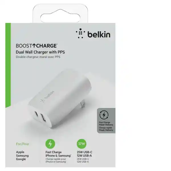 Belkin Cargador de Pared USB-Cx1 y USB-Ax1 37W Blanco