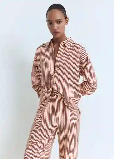 Pantalón Sal Terracota Talla M Mujer Mango