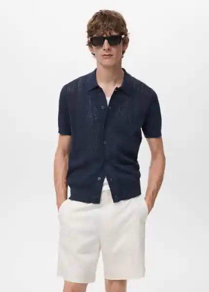 Camisa Azafran-H Navy Talla M Hombre Mango