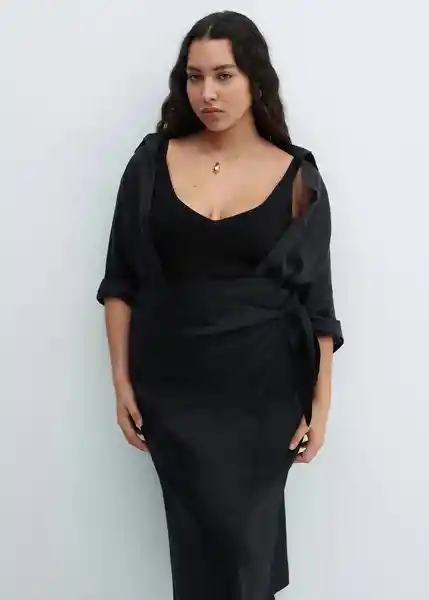 Falda Pareo Negro Talla 28 Mujer Mango