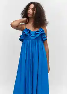 Vestido Miel5 Azul Talla S Mujer Mango