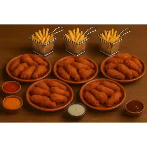 Alitas Crispy X32 + 4 Salsas+ 3 Papas