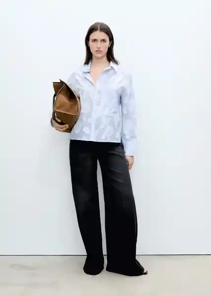 Camisa Yuna Celeste Talla XS Mujer Mango
