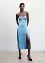 Vestido Mimi Azul Talla M Mujer Mango