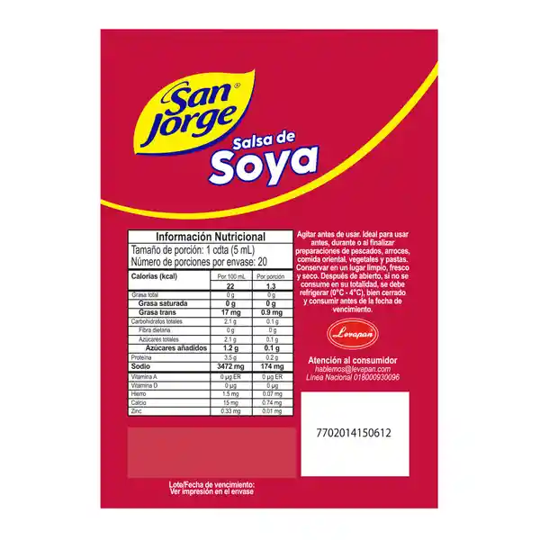 Salsa de Soya San Jorge Doypack x 100ml