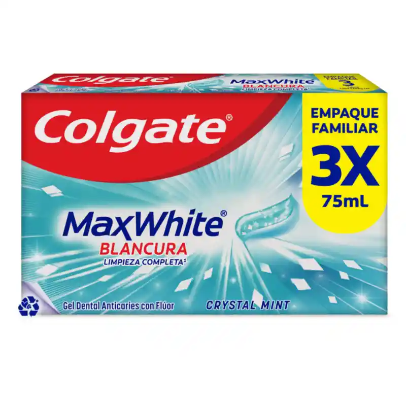 Crema Dental Colgate Max White Complete Clean 75 mL x 3 Und