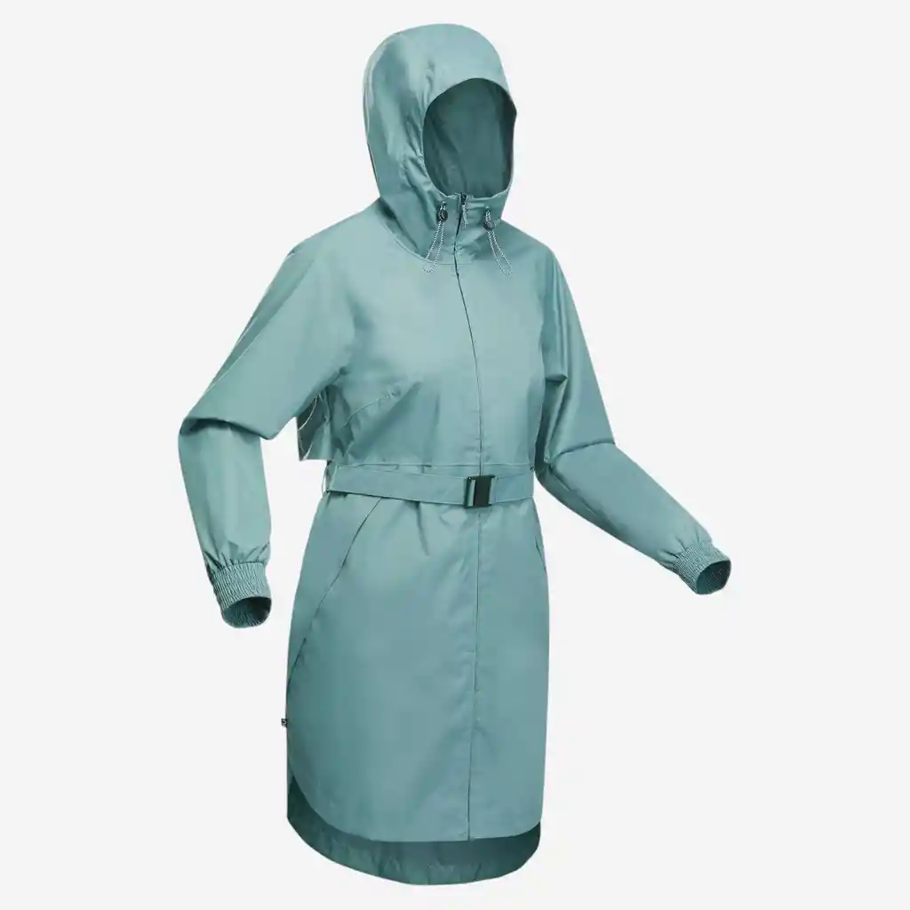 Chaqueta Larga Impermeable de Senderismo Mujer - Raincut Long Caqui
