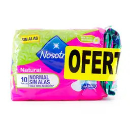 Nosotras Toalla Higiénica Natural Normal sin Alas Tipo Algodón