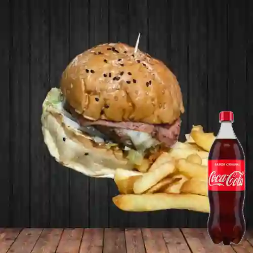 2 Hamburguesas de Carne +Litro +Cocacola Org 1.5l