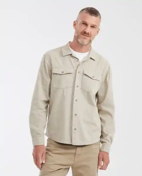 Camisa Utility Long Café Khaki Claro Talla M Chevignon
